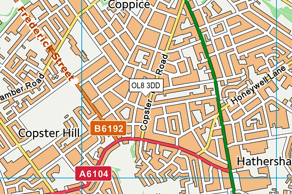 OL8 3DD map - OS VectorMap District (Ordnance Survey)