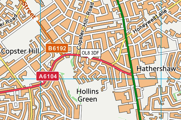 OL8 3DF map - OS VectorMap District (Ordnance Survey)