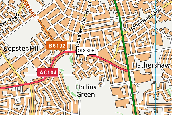 OL8 3DH map - OS VectorMap District (Ordnance Survey)