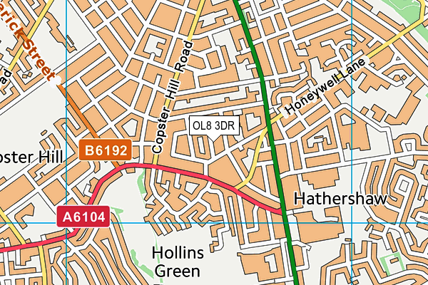 OL8 3DR map - OS VectorMap District (Ordnance Survey)