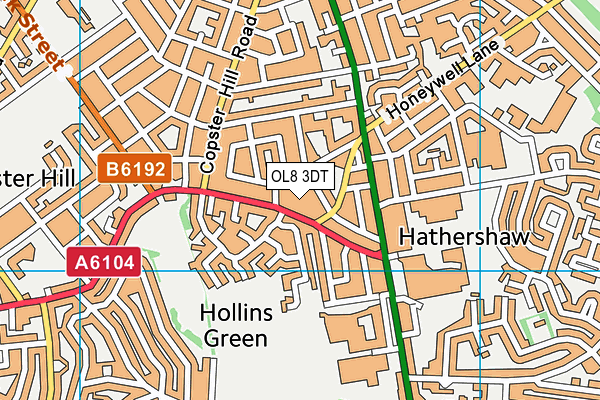 OL8 3DT map - OS VectorMap District (Ordnance Survey)