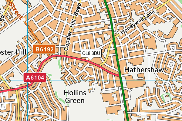 OL8 3DU map - OS VectorMap District (Ordnance Survey)