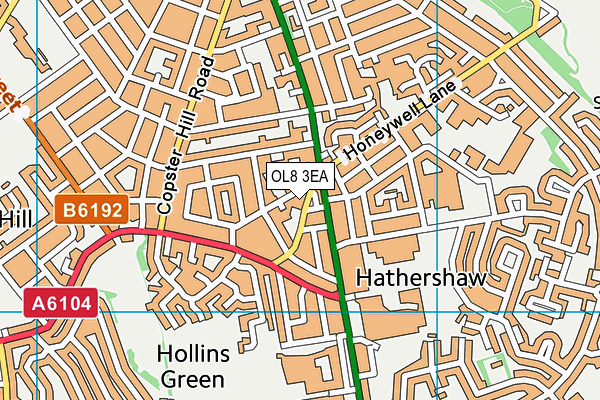 OL8 3EA map - OS VectorMap District (Ordnance Survey)