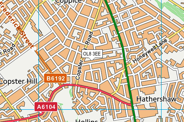 OL8 3EE map - OS VectorMap District (Ordnance Survey)