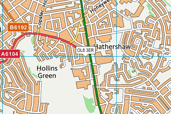 OL8 3ER map - OS VectorMap District (Ordnance Survey)