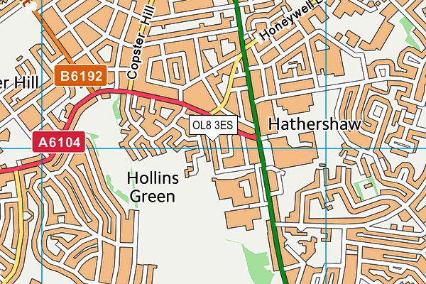 OL8 3ES map - OS VectorMap District (Ordnance Survey)