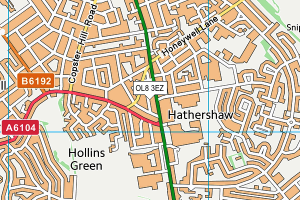 OL8 3EZ map - OS VectorMap District (Ordnance Survey)