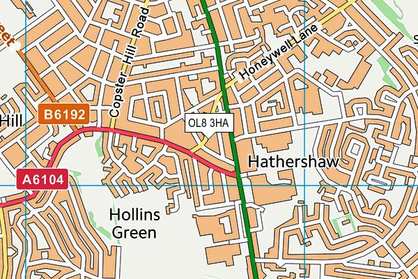 OL8 3HA map - OS VectorMap District (Ordnance Survey)