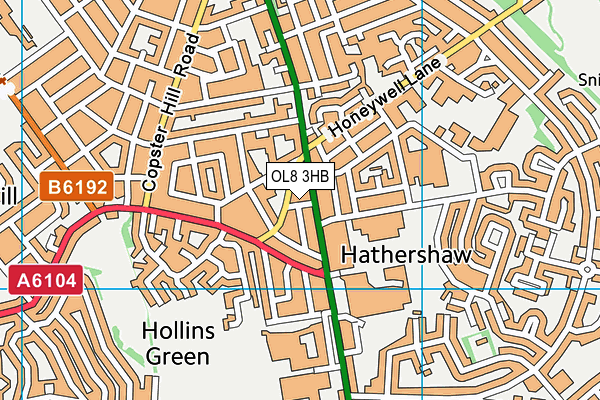 OL8 3HB map - OS VectorMap District (Ordnance Survey)