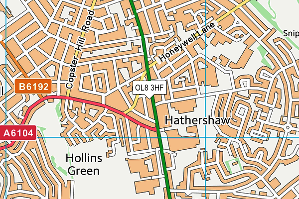 OL8 3HF map - OS VectorMap District (Ordnance Survey)