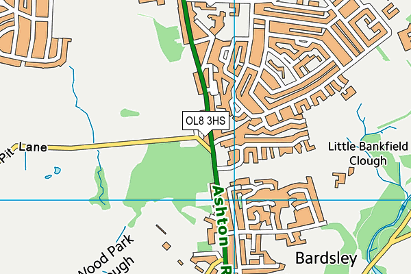 OL8 3HS map - OS VectorMap District (Ordnance Survey)