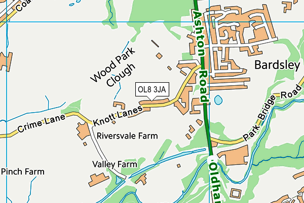 OL8 3JA map - OS VectorMap District (Ordnance Survey)