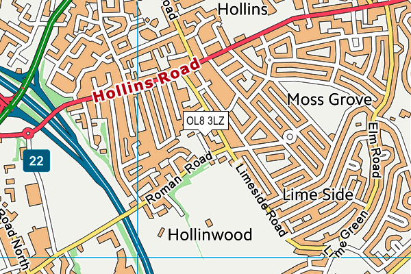 OL8 3LZ map - OS VectorMap District (Ordnance Survey)