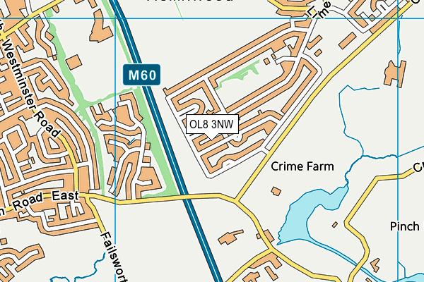 OL8 3NW map - OS VectorMap District (Ordnance Survey)