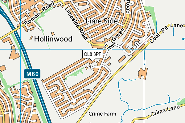 OL8 3PF map - OS VectorMap District (Ordnance Survey)