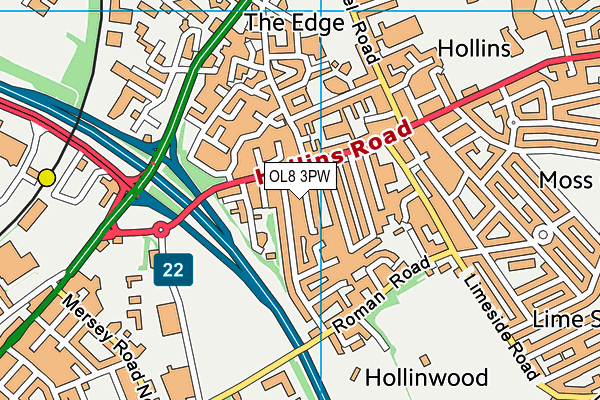 OL8 3PW map - OS VectorMap District (Ordnance Survey)