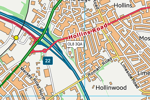 OL8 3QA map - OS VectorMap District (Ordnance Survey)