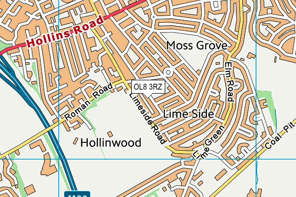 OL8 3RZ map - OS VectorMap District (Ordnance Survey)