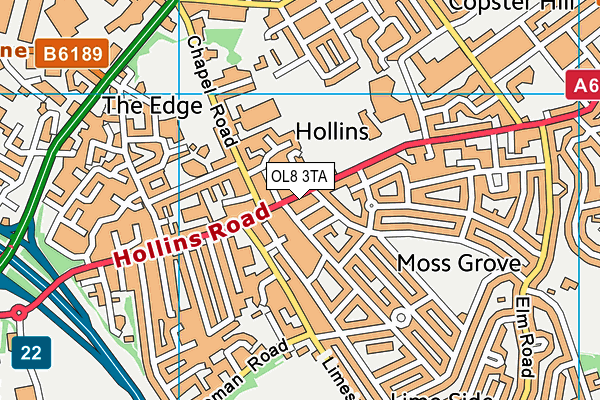 OL8 3TA map - OS VectorMap District (Ordnance Survey)