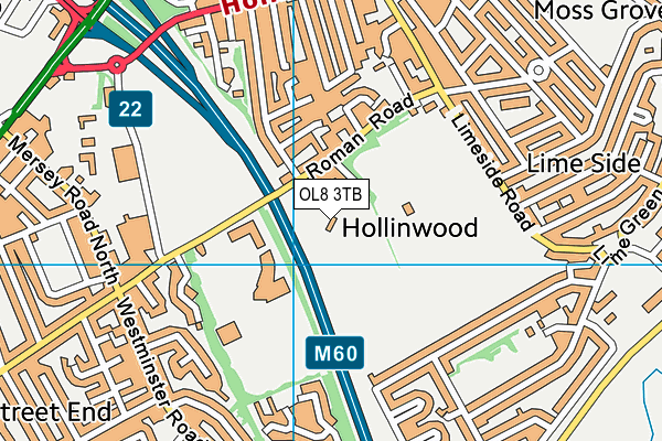 Hollinwood Sports Club map (OL8 3TB) - OS VectorMap District (Ordnance Survey)