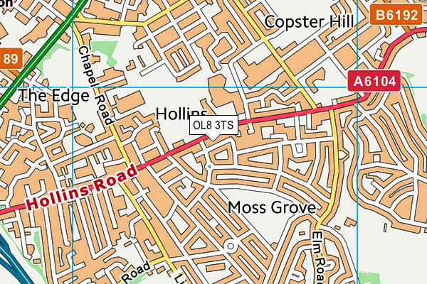 OL8 3TS map - OS VectorMap District (Ordnance Survey)