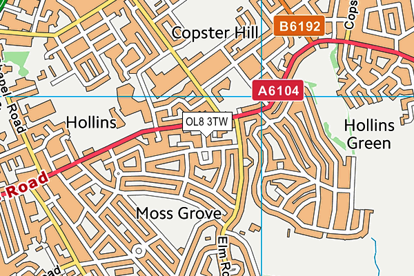 OL8 3TW map - OS VectorMap District (Ordnance Survey)