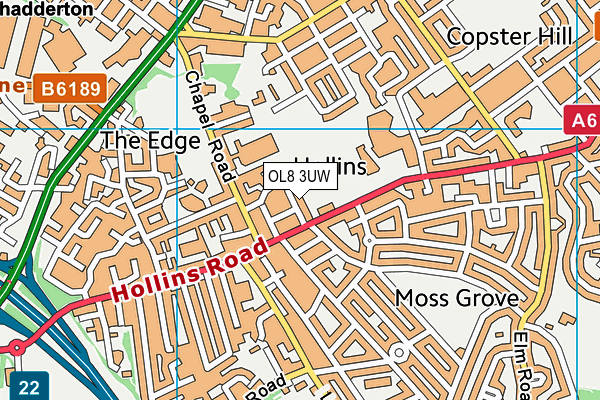 OL8 3UW map - OS VectorMap District (Ordnance Survey)