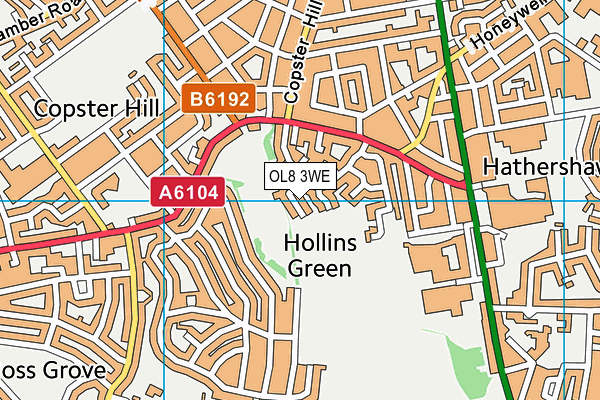 OL8 3WE map - OS VectorMap District (Ordnance Survey)