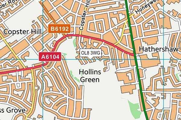 OL8 3WG map - OS VectorMap District (Ordnance Survey)