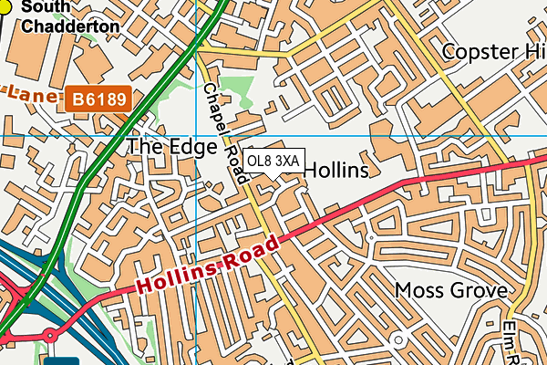 OL8 3XA map - OS VectorMap District (Ordnance Survey)