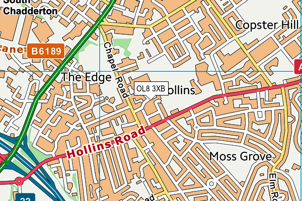 OL8 3XB map - OS VectorMap District (Ordnance Survey)