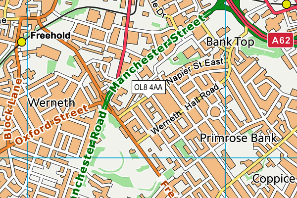 OL8 4AA map - OS VectorMap District (Ordnance Survey)