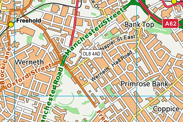 OL8 4AD map - OS VectorMap District (Ordnance Survey)