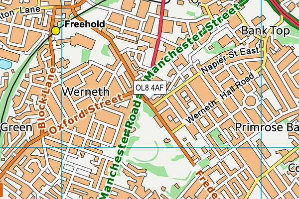 OL8 4AF map - OS VectorMap District (Ordnance Survey)