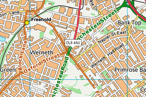 OL8 4AU map - OS VectorMap District (Ordnance Survey)