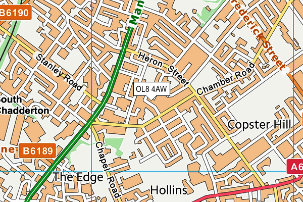 OL8 4AW map - OS VectorMap District (Ordnance Survey)