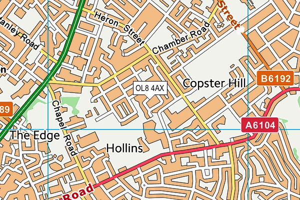 OL8 4AX map - OS VectorMap District (Ordnance Survey)