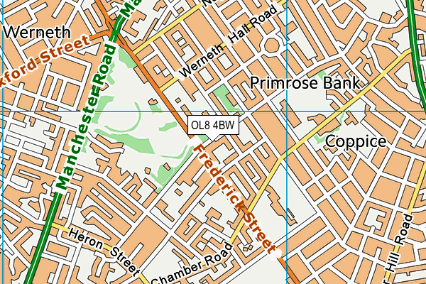 OL8 4BW map - OS VectorMap District (Ordnance Survey)