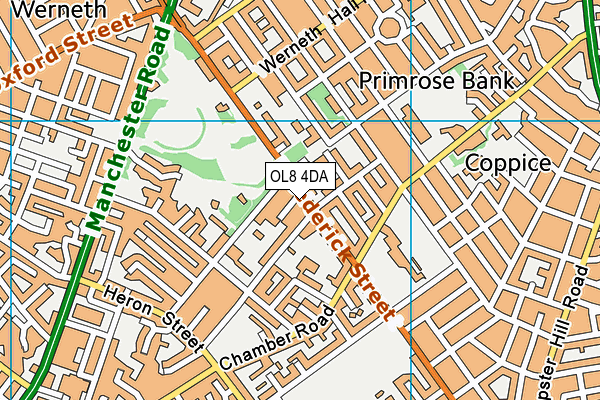 OL8 4DA map - OS VectorMap District (Ordnance Survey)