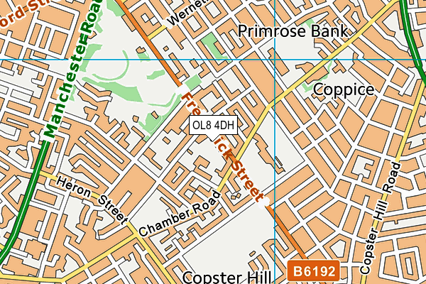 OL8 4DH map - OS VectorMap District (Ordnance Survey)