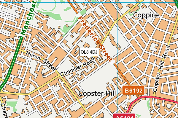 OL8 4DJ map - OS VectorMap District (Ordnance Survey)