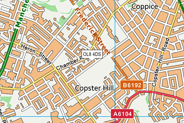 OL8 4DS map - OS VectorMap District (Ordnance Survey)