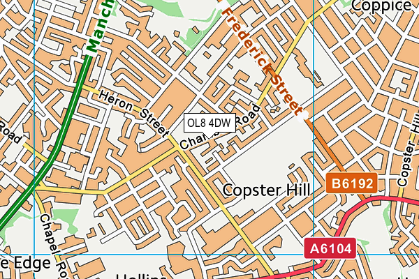 OL8 4DW map - OS VectorMap District (Ordnance Survey)