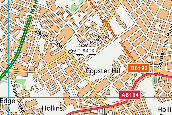 OL8 4DX map - OS VectorMap District (Ordnance Survey)