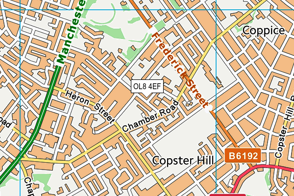 OL8 4EF map - OS VectorMap District (Ordnance Survey)