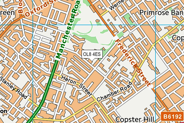 OL8 4ES map - OS VectorMap District (Ordnance Survey)