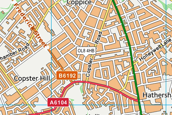 OL8 4HB map - OS VectorMap District (Ordnance Survey)