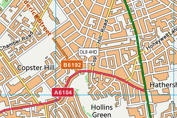 OL8 4HD map - OS VectorMap District (Ordnance Survey)
