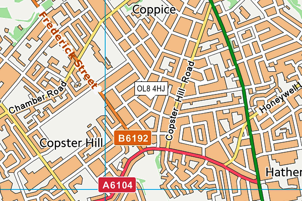 OL8 4HJ map - OS VectorMap District (Ordnance Survey)