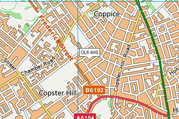 OL8 4HS map - OS VectorMap District (Ordnance Survey)